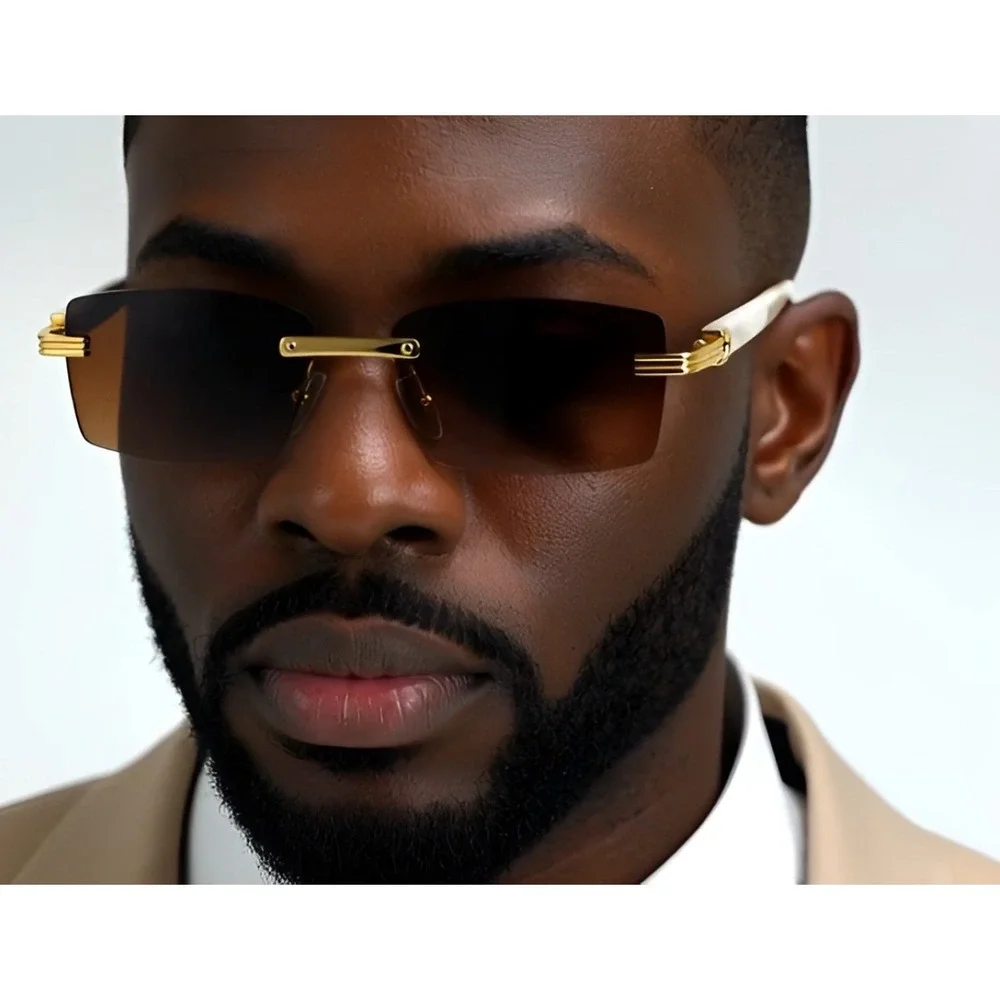 Sunglasses Men Square Dark Brown Lens Marble Arms Vintage Retro Shades UV400 New